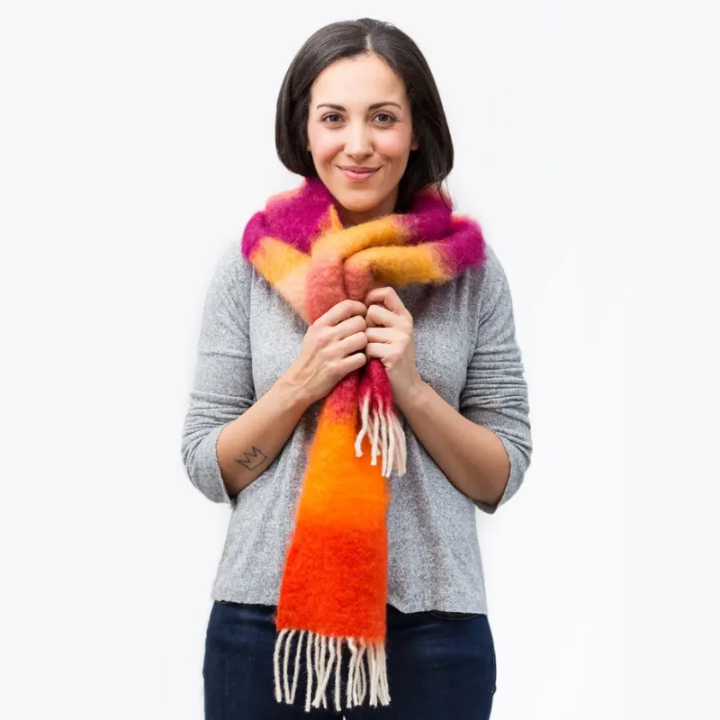 Foulard Mohair Franjas Naranjas