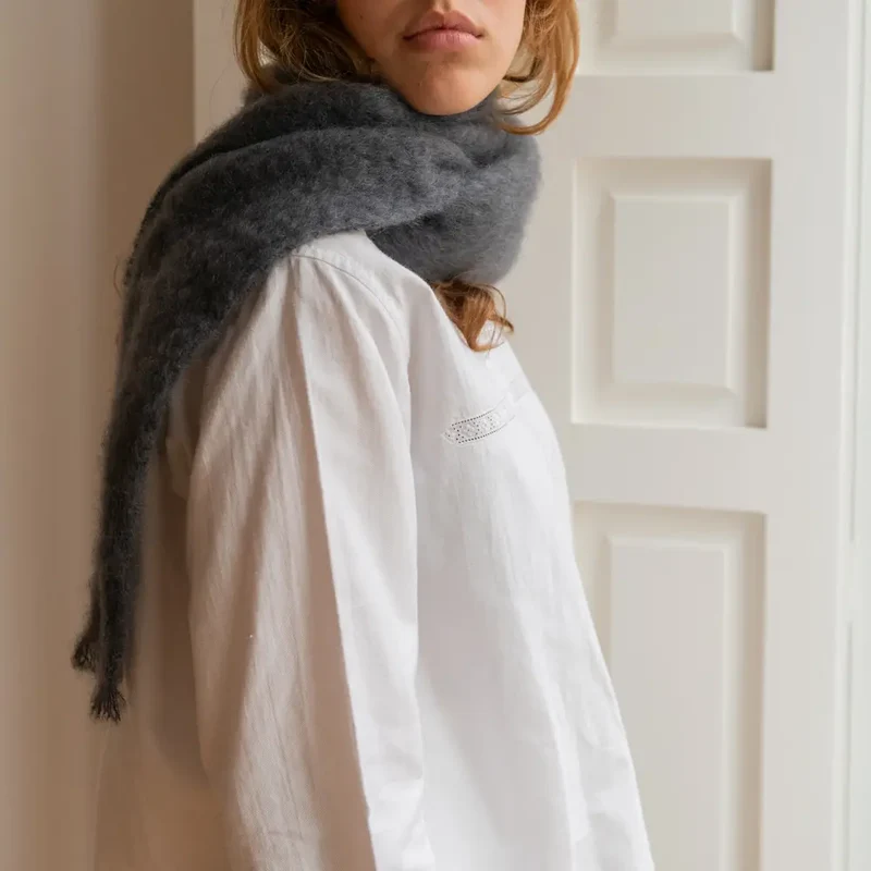 Foulard Mohair Gris Oscuro