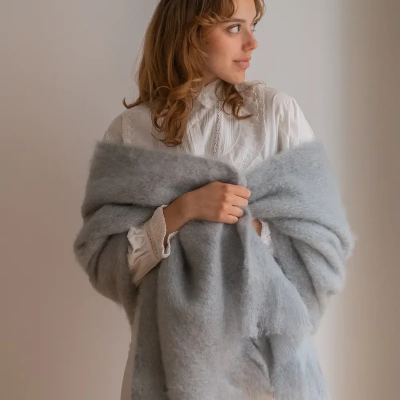 Echarpe Mohair Gris Perla