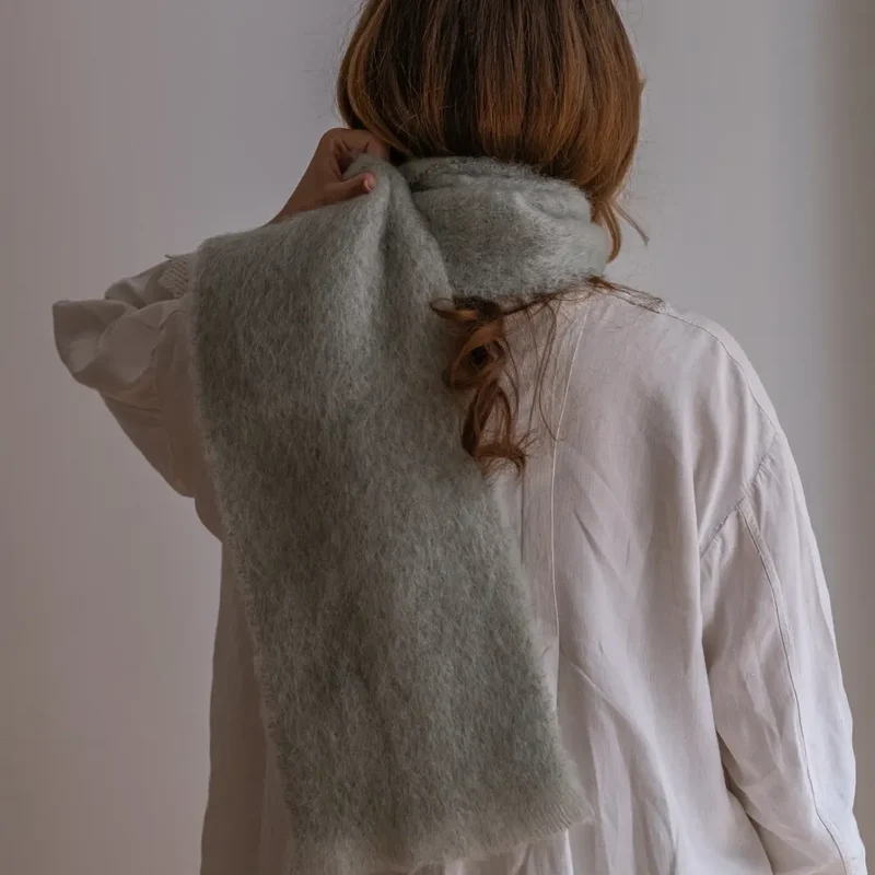 Foulard Mohair Gris Verde