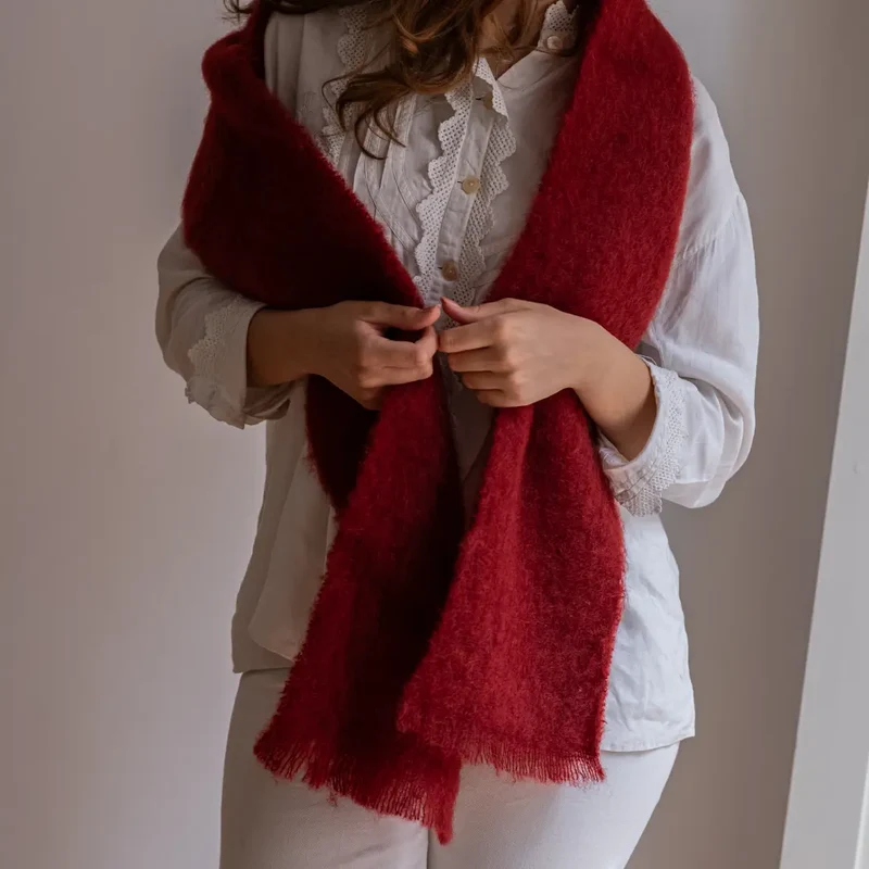 Foulard Mohair Rojo Oscuro