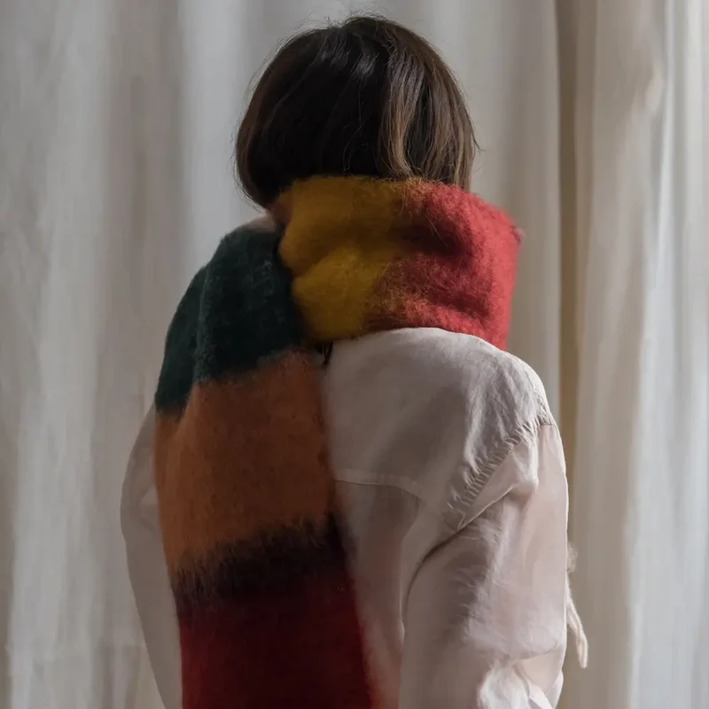 Foulard Mohair Franjas Verdes
