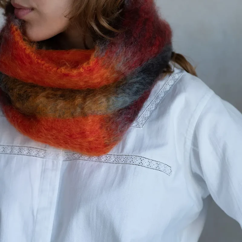 Cuello Mohair Naranja y Rojo
