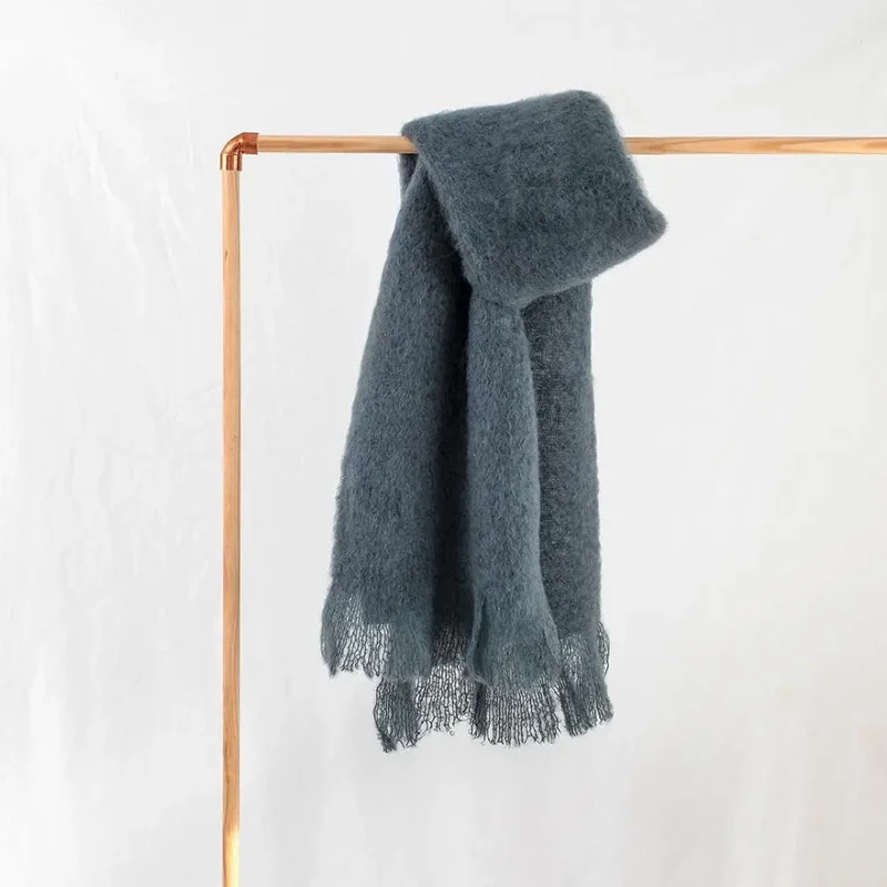 Bufanda Mohair Gris Marengo