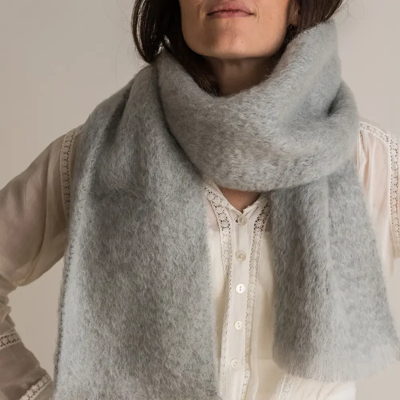 Foulard Mohair Gris Perla