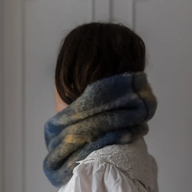 Cuello Mohair Tartán Tonos Azules