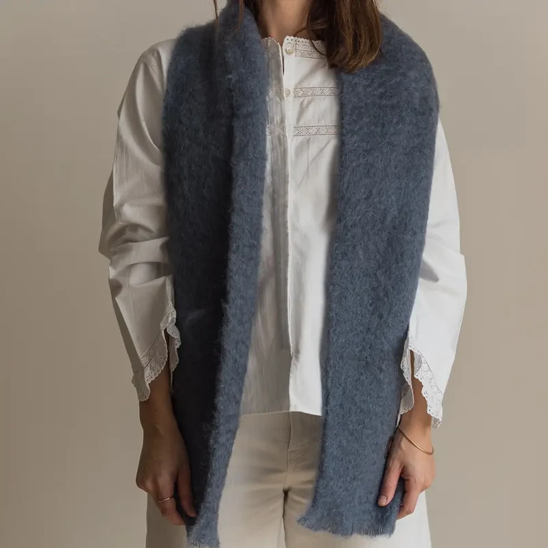 Foulard Mohair Gris Azulón