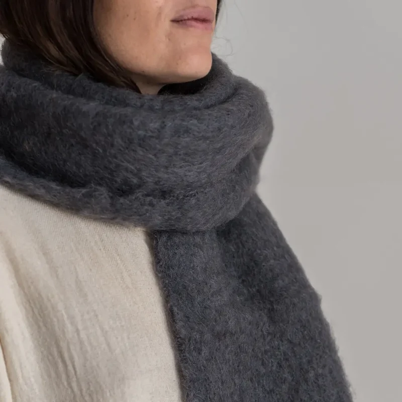 Bufanda Mohair Gris Oscuro