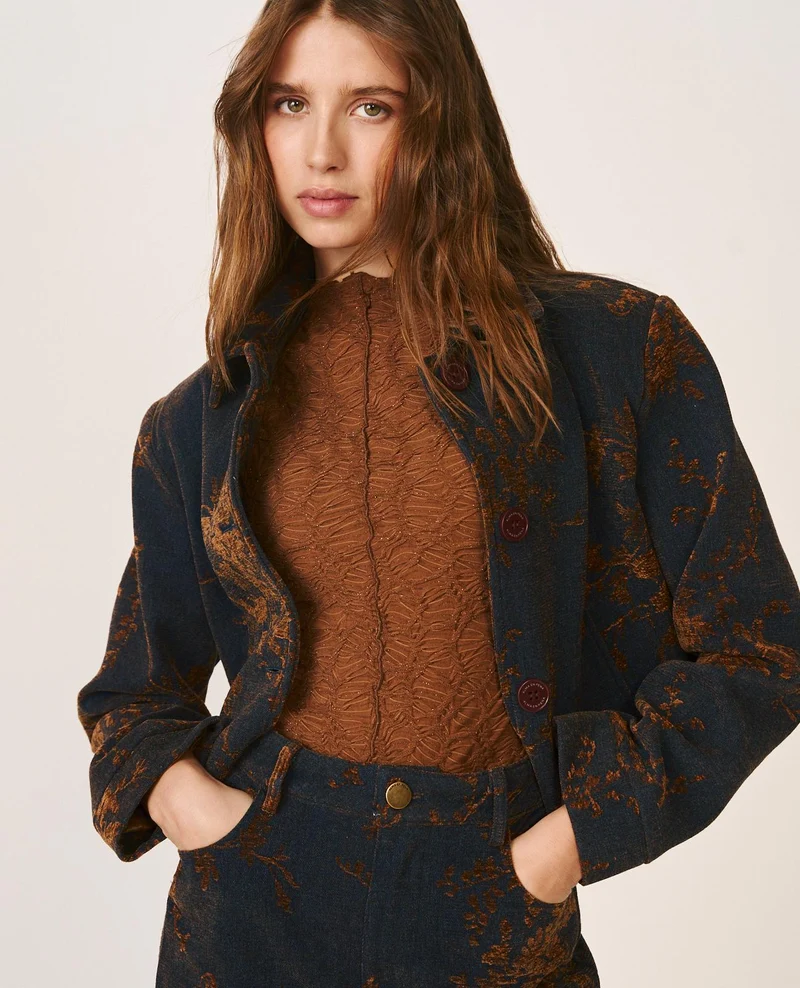CHAQUETA DENIM FLORAL