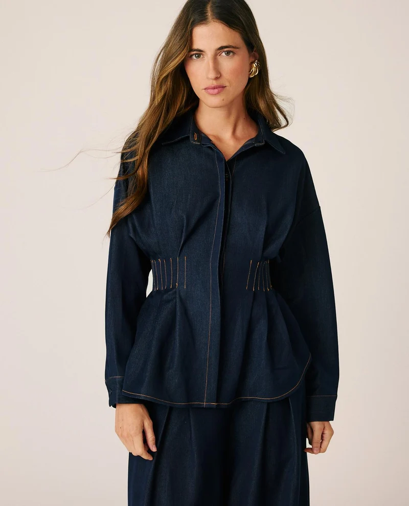 CAMISA DENIM PLISADA