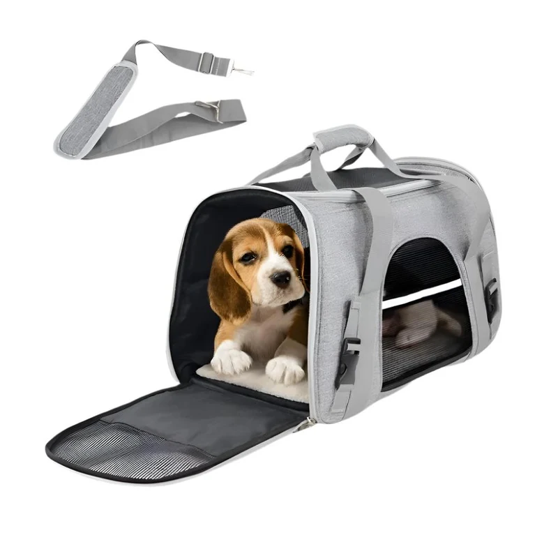 Bolsa de transporte para mascotas | Plegable | 48x25x30 cm | Ventilación | Banda para trolley | Doble asa | Bronco | Mobiclinic