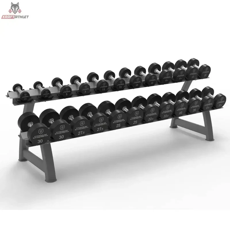 HD30 Gummi-Hantel-Set 2,5- 30Kg + Rack Titanium Strength