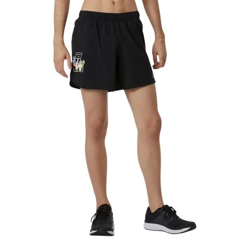 New Balance Short Graphic Impact Run 5" Negro, para Hombre