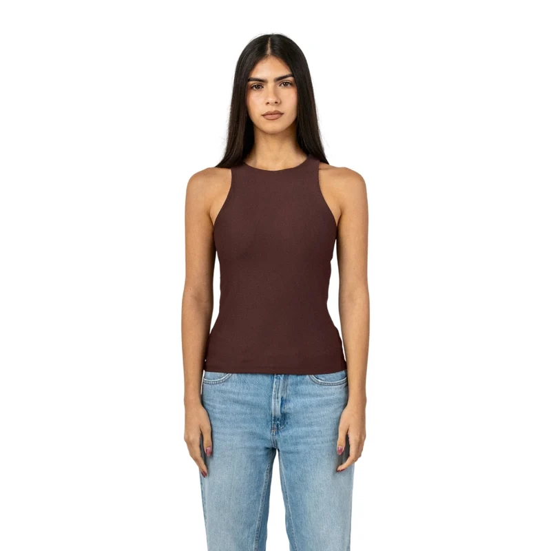TNG Blusa sin Mangas Hight Neck Café, para Mujer