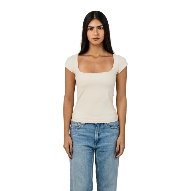 TNG Top Basic Sleeve Crema, para Mujer
