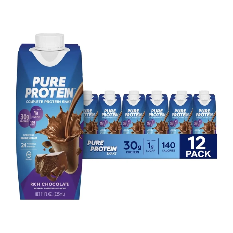 Pure Protein Suplemento Deportivo Proteína Lista para Beber 325 ml, 12 Unidades
