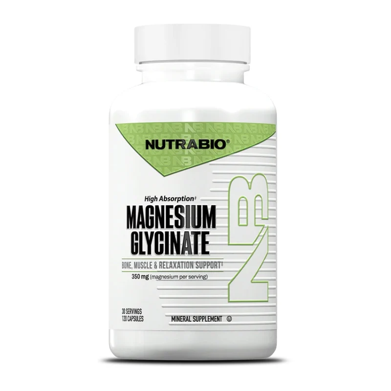 NutraBio Suplemento Alimenticio Glicinato de Magnesio, 120 Cápsulas