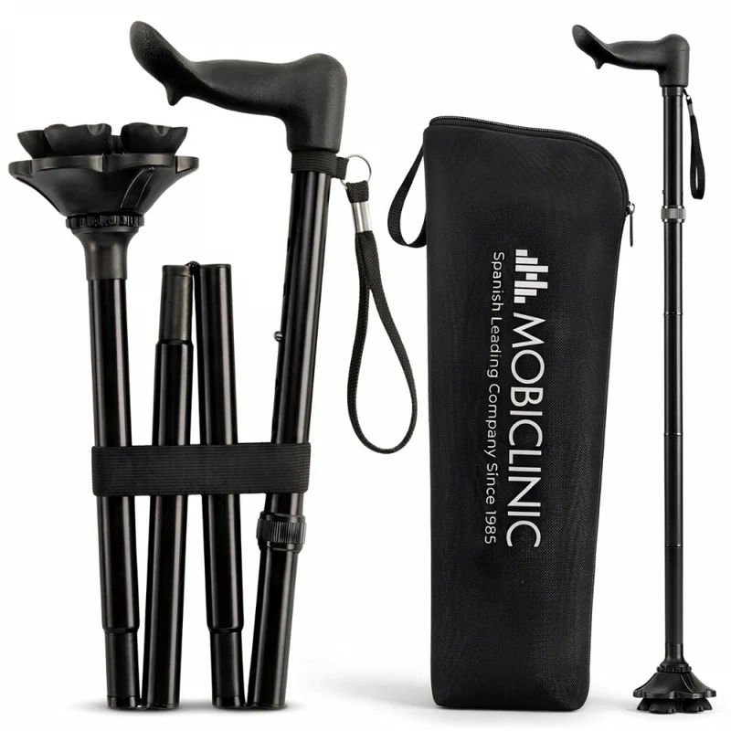 Bastón plegable | Zurdos | Altura Regulable | Empuñadura Ergonómica | Contera antideslizante | FlexGo | Mobiclinic