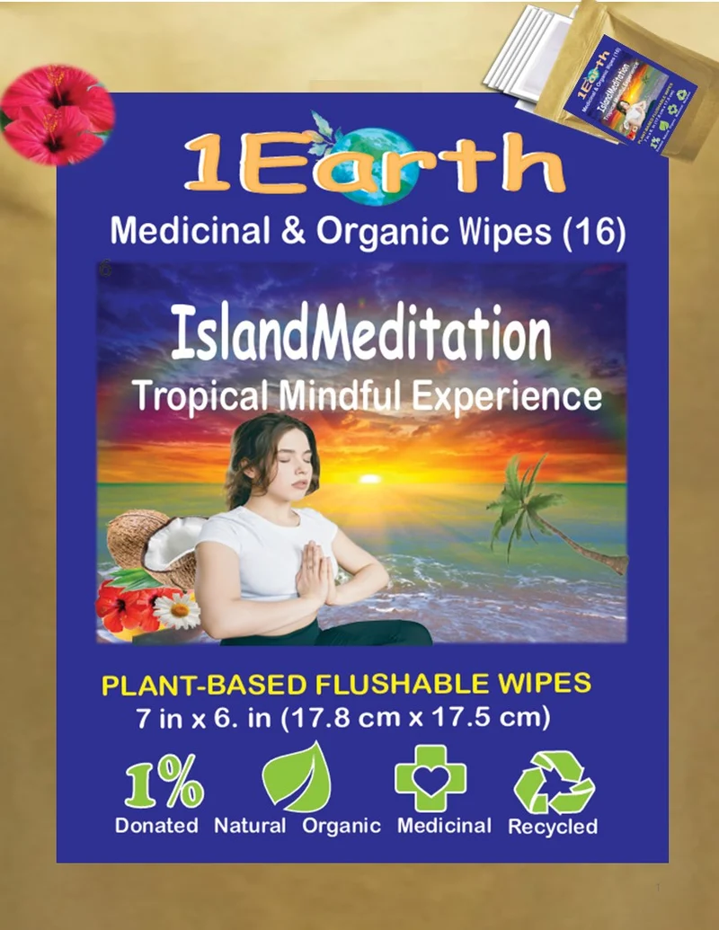 Medicinal Wipes, IslandMeditation, 1Earth, Pack of 16