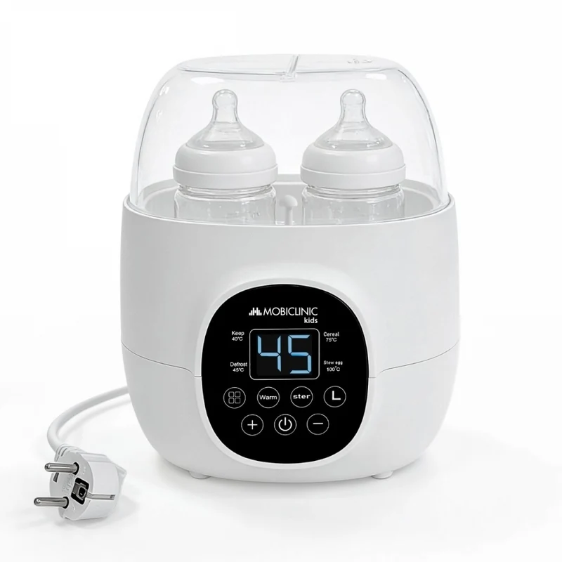 Calienta biberones doble | 6 en 1 | Esterilizador | Temperatura ajustable | Programable | Compacto | Bibidu | Mobiclinic