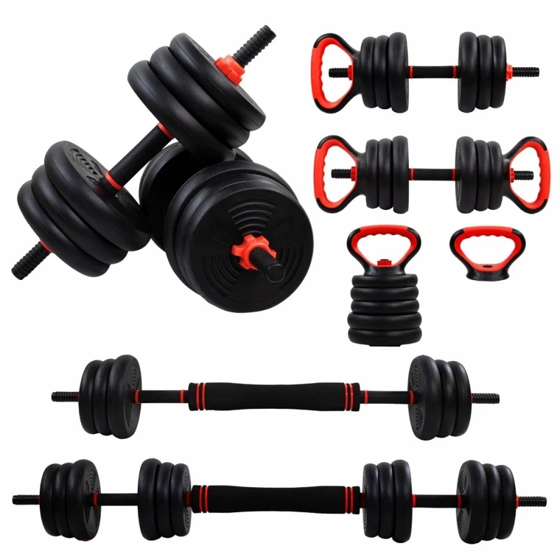 Par de mancuernas 20 Kg | Ajustables | 4 en 1 | Accesorio de pesa rusa | Barra de conexión | Portátil | Mobimax | Mobiclinic