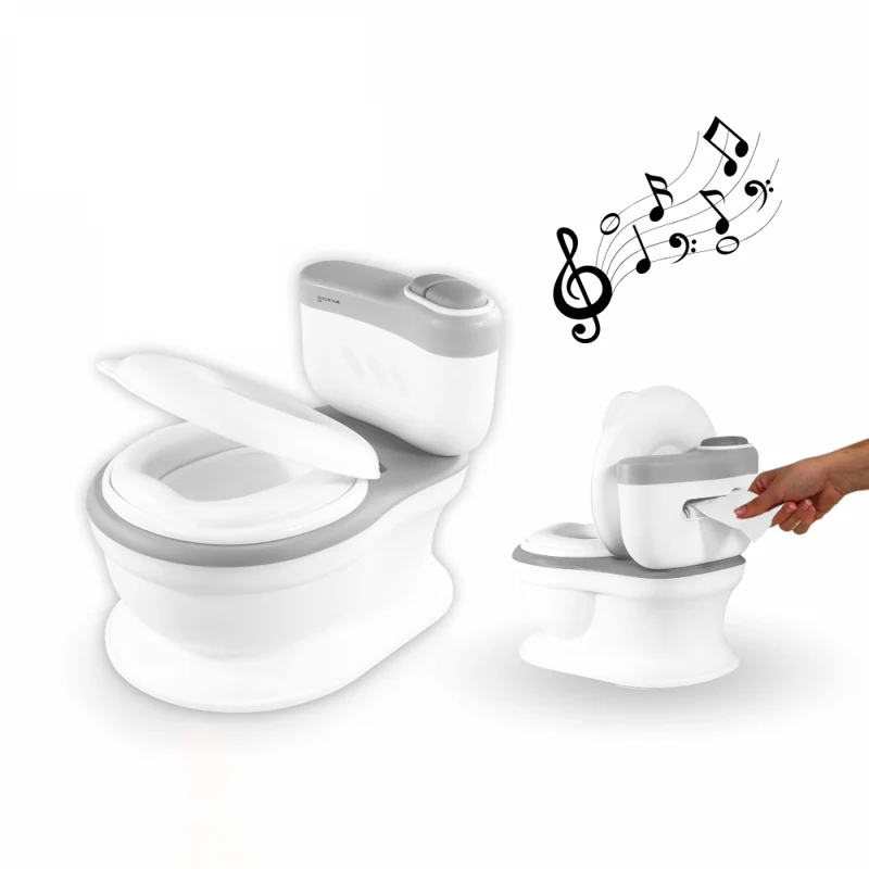 Inodoro infantil | Con sonido | Cubeta extraíble | De 1 a 6 años | Antideslizante | Gris | ToiKid | Mobiclinic