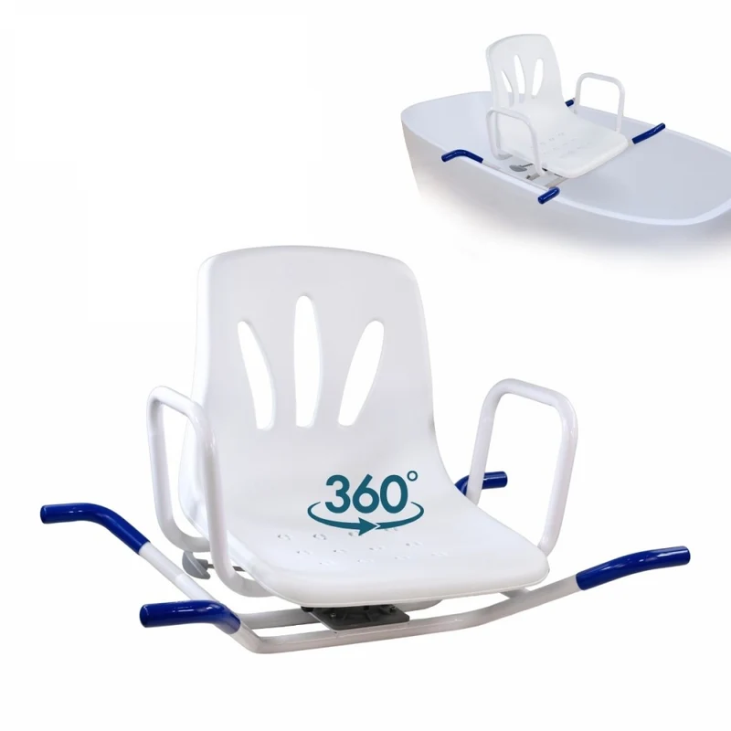 Silla de baño giratoria | Reposabrazos | Respaldo | Anatómica | 360º | Acero Inoxidable | Lago | Mobiclinic