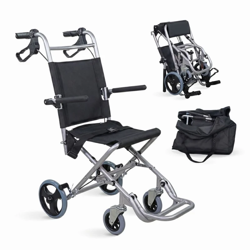 Silla de ruedas | Tránsito | Asiento 30 cm | Plegable | Aluminio | Ruedas pequeñas | Frenos Manetas | Neptuno | Mobiclinic