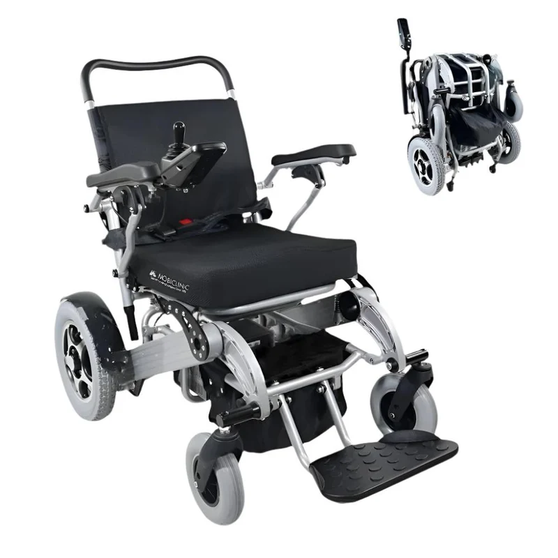 Silla de ruedas eléctrica | Plegable | Aluminio | Auton. 34 km | 24V | Ligera | Troya Plus | Mobiclinic
