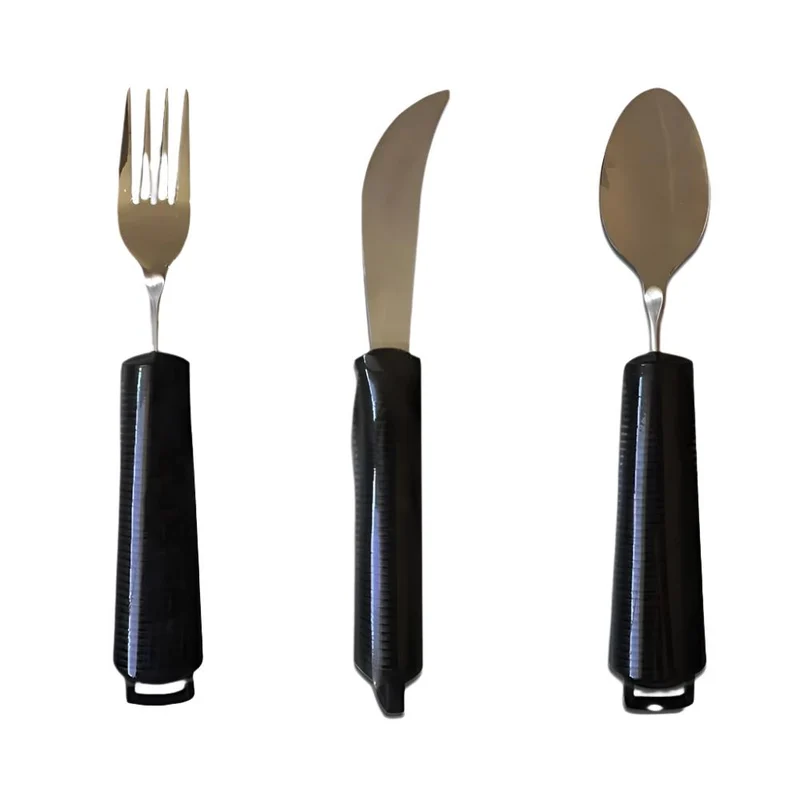 Pack de tenedor, cuchillo y cuchara ergonómicos | Ángulo ajustable | Acero inoxidable