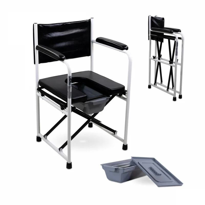 Silla WC | Plegable | Con tapa | Acero cromado | Reposabrazos | Ebro | Mobiclinic