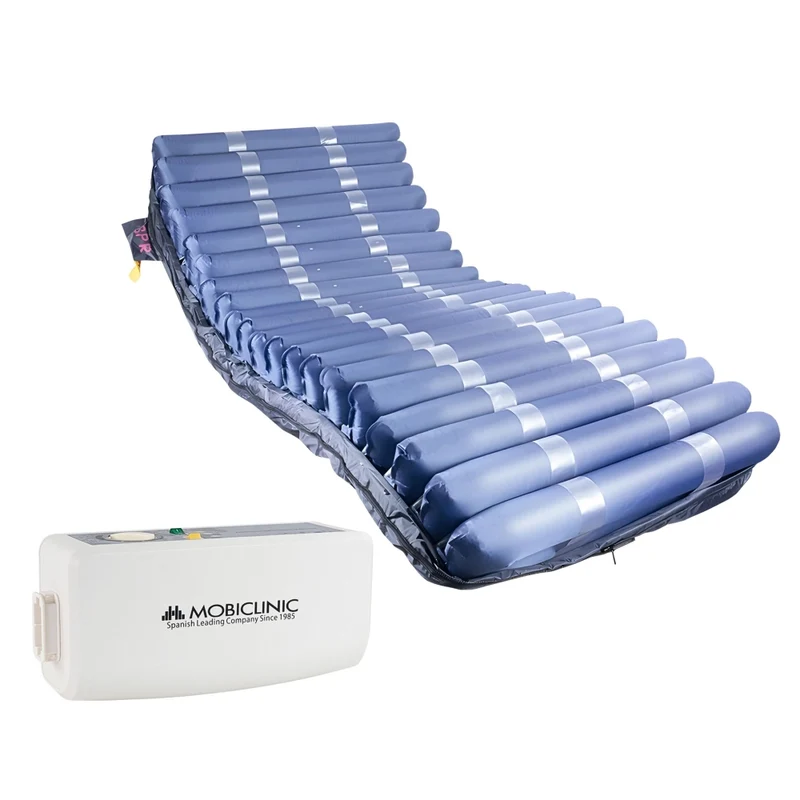 Colchón antiescaras de aire | Más ancho | Con compresor | TPU Nylon | 200x120x22 | 20 celdas | Azul | Mobi 4 PLUS | Mobiclinic