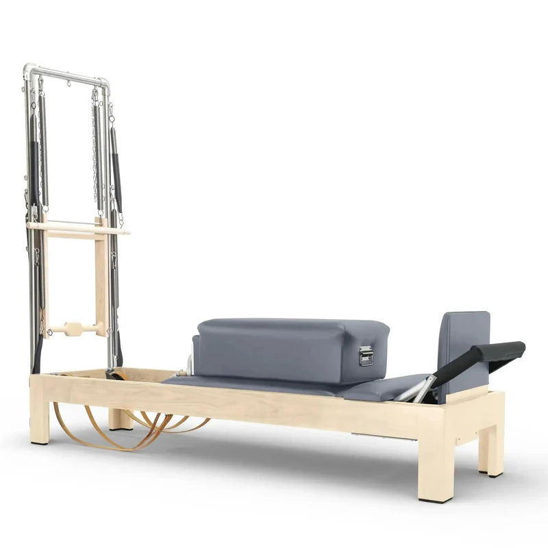 Elina Pilates Reformer Klassisch Naturholz 86" mit Tower – Studio-Reformer mit Turm